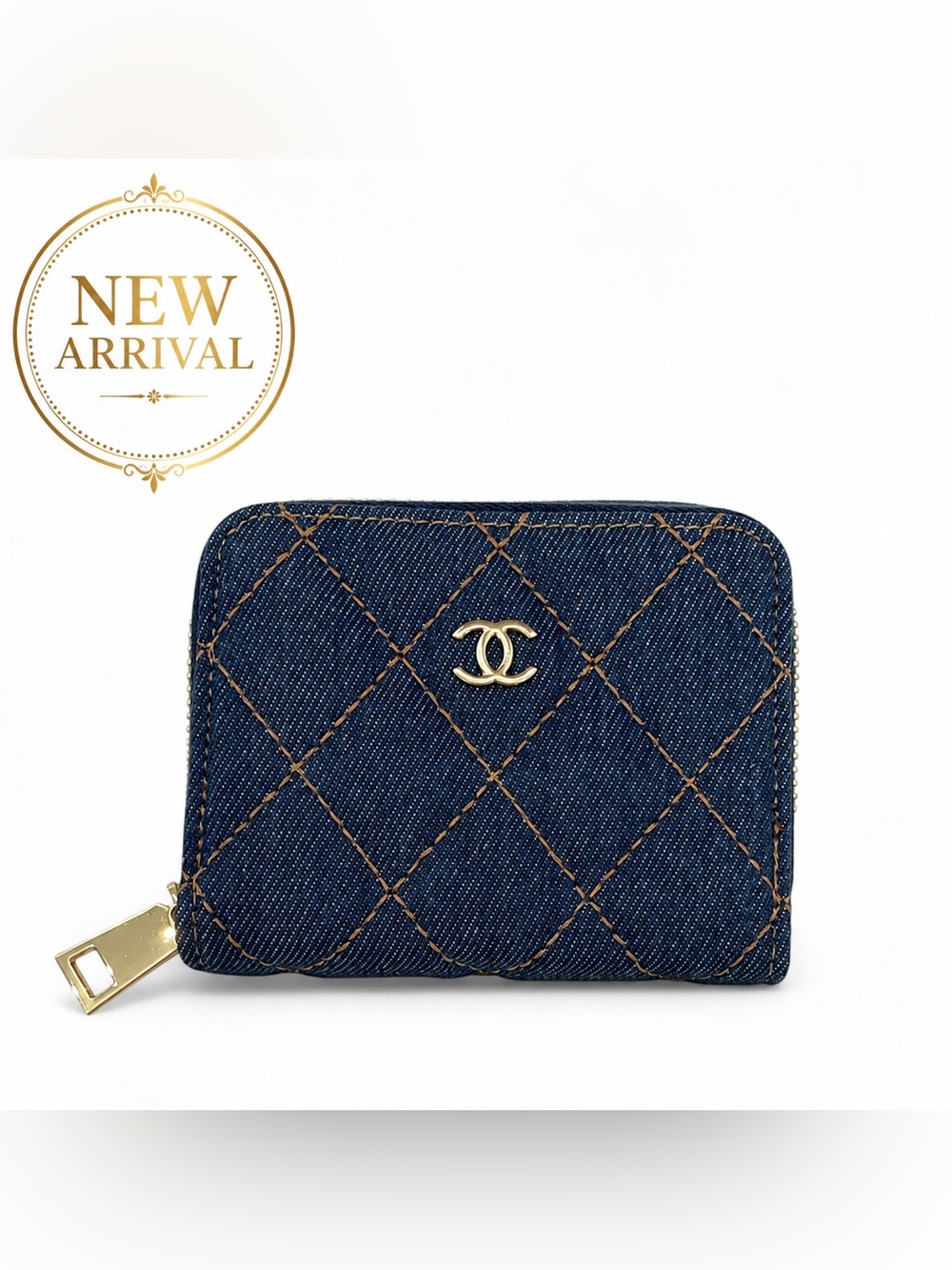 💙 Denim Quilted Zip Coin Purse / Compact Wallet  💙